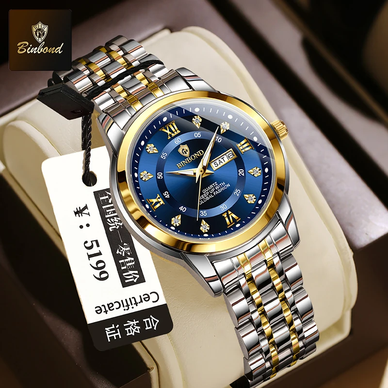 BINBOND B7169 Top Brand Luxury - огляд і ціна Luxury Watch Green